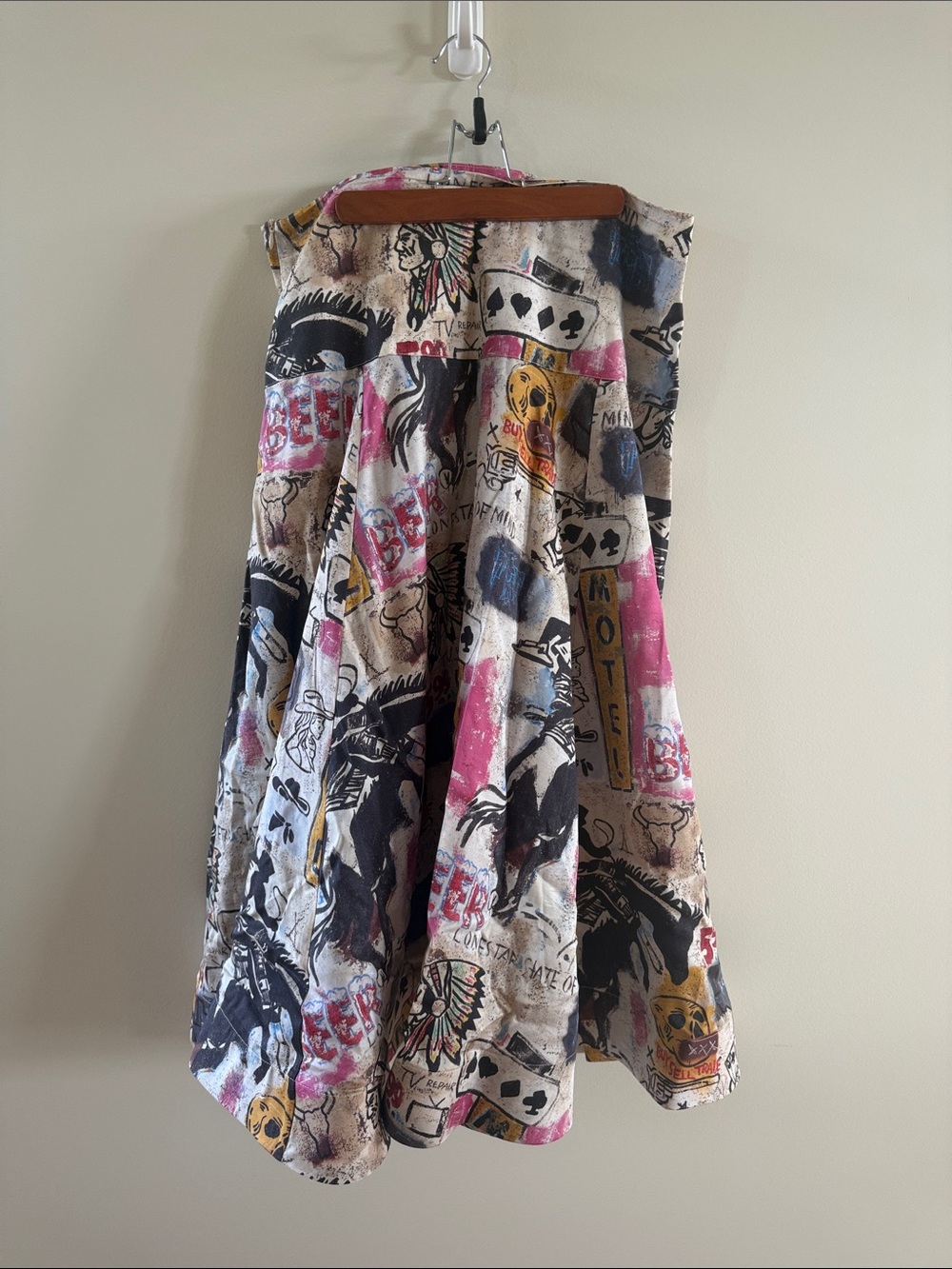 Double D Ranch A-Line Skirt in Pink, Black, Yellow and Cream